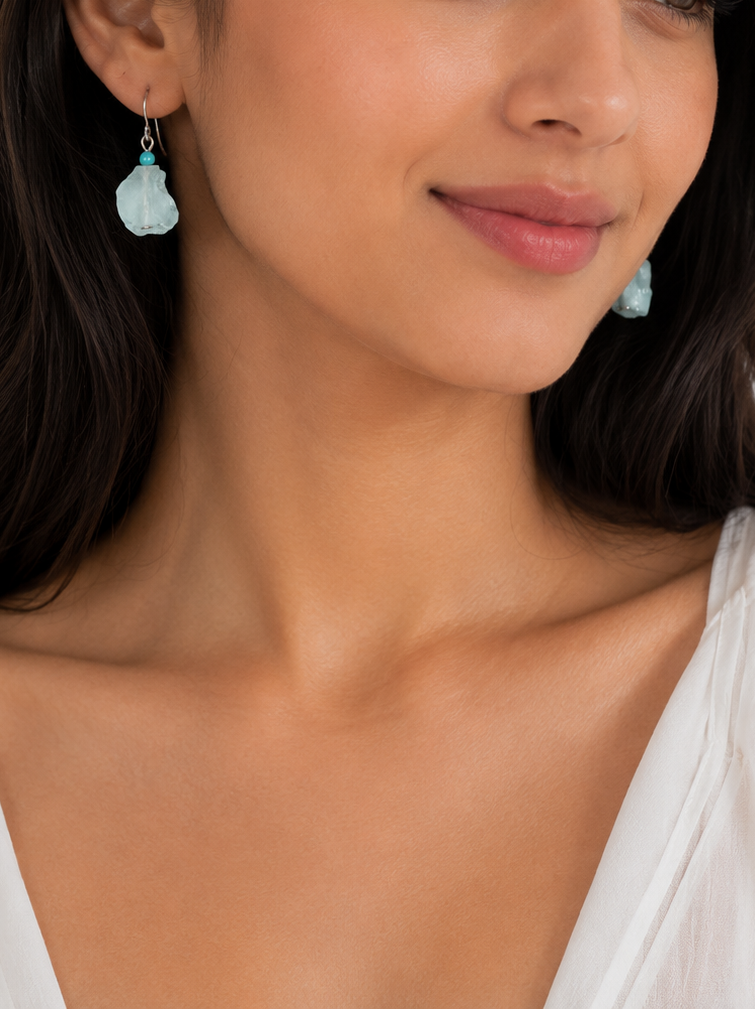 Lake Fresh Stud:Natural stone earring