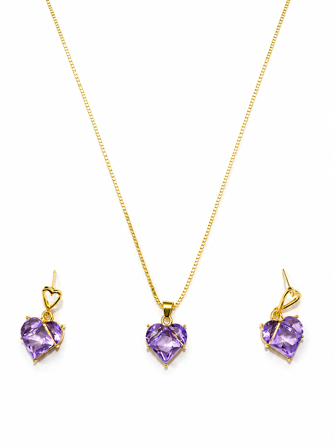 Elegant Glam Heart Set:Set of heart shaped earring and pendant