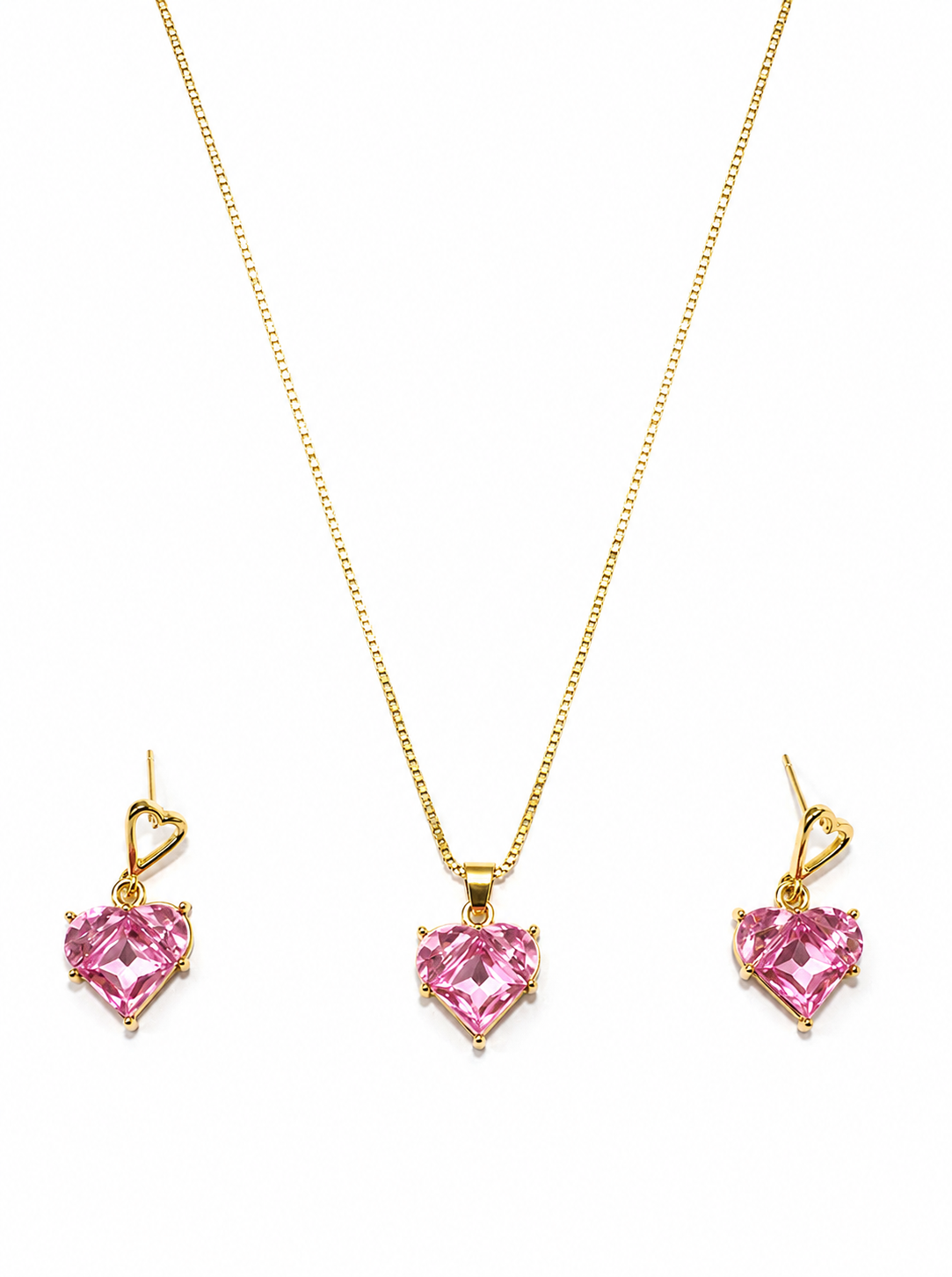 Elegant Glam Heart Set:Set of heart shaped earring and pendant