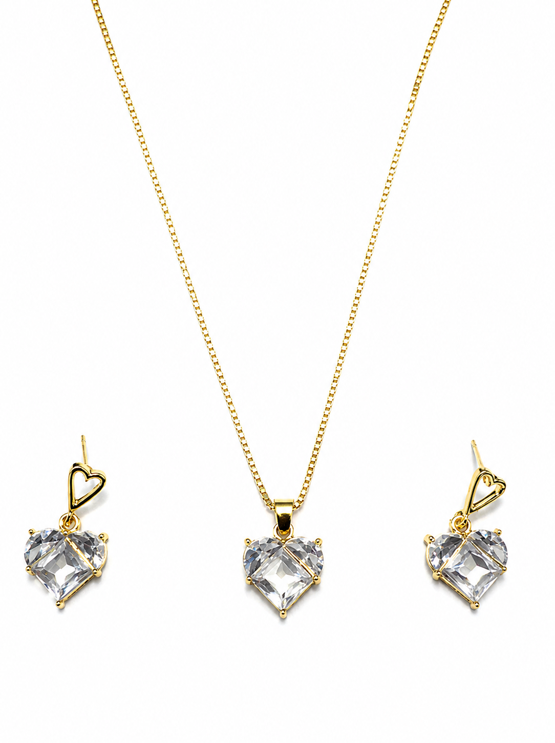 Elegant Glam Heart Set:Set of heart shaped earring and pendant