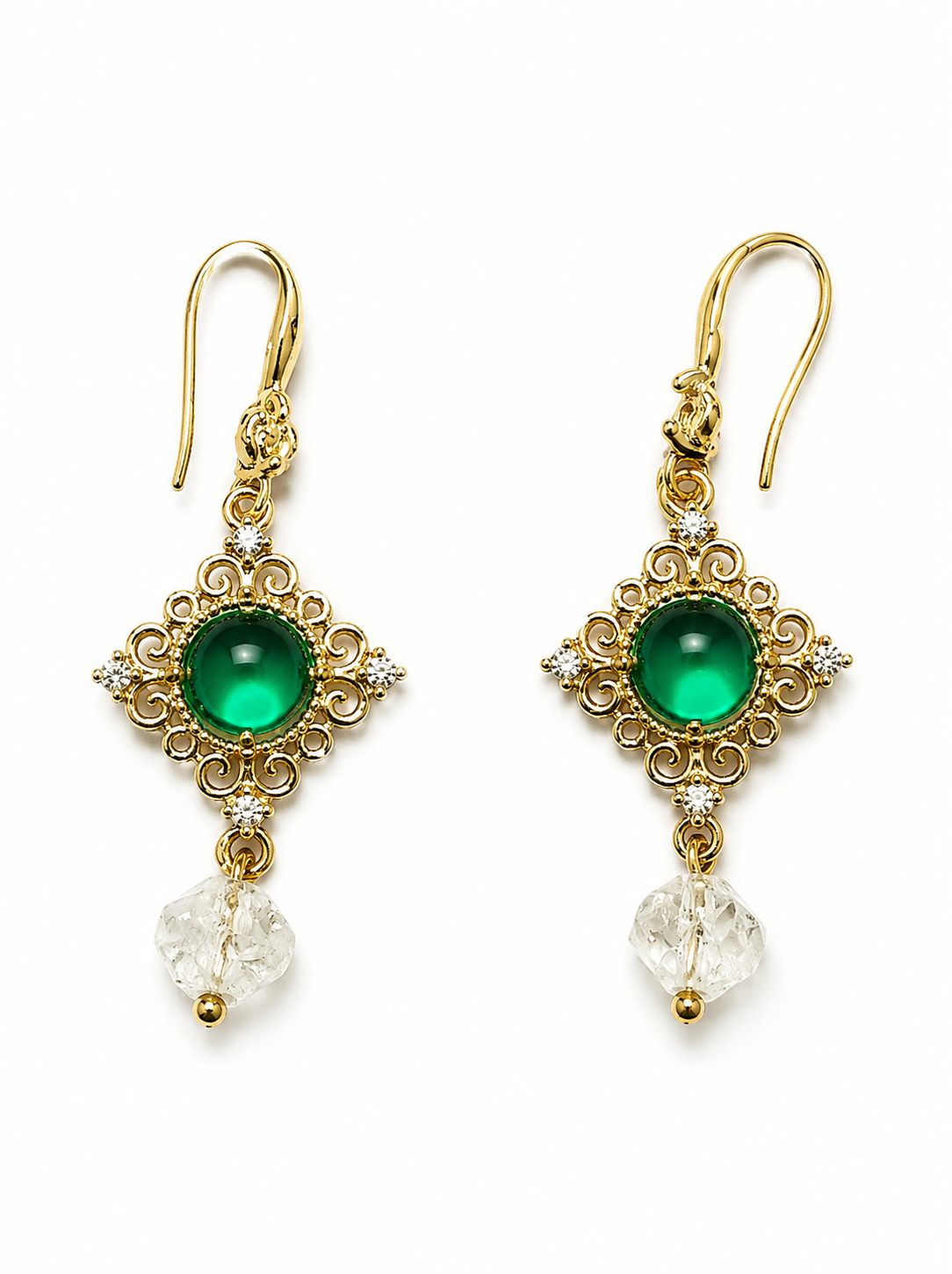 Geometric Dangle Earring:18k gold plated Drop earring with unique geometric pattern