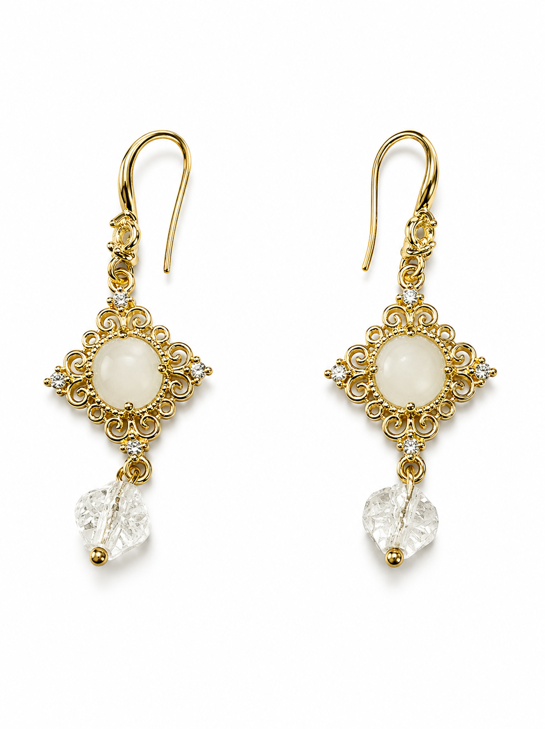 Geometric Dangle Earring:18k gold plated Drop earring with unique geometric pattern